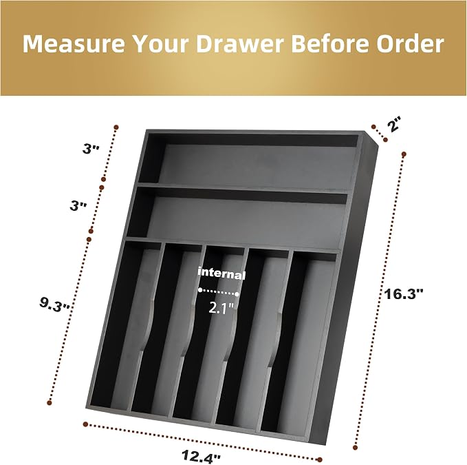 Silverware Organizer Bamboo Kitchen Drawer Organizer Utensil Organizer - Image 2