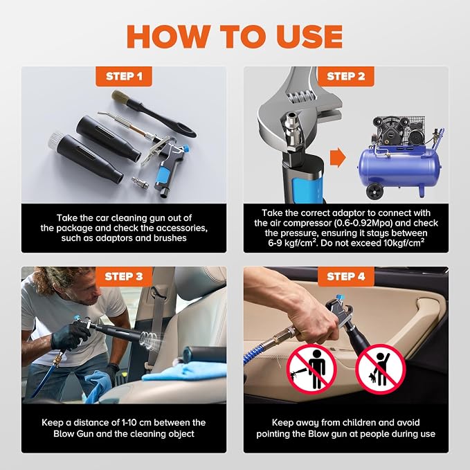Tornado Air Cleaning Gun, Upgraded High Pressure Dryer Air Blow Gun Adjustable - Image 4
