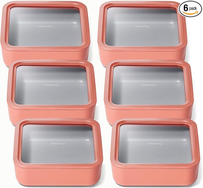 Caraway 6pc Glass Food Storage Set – 10 Cup Food Containers by Caraway
