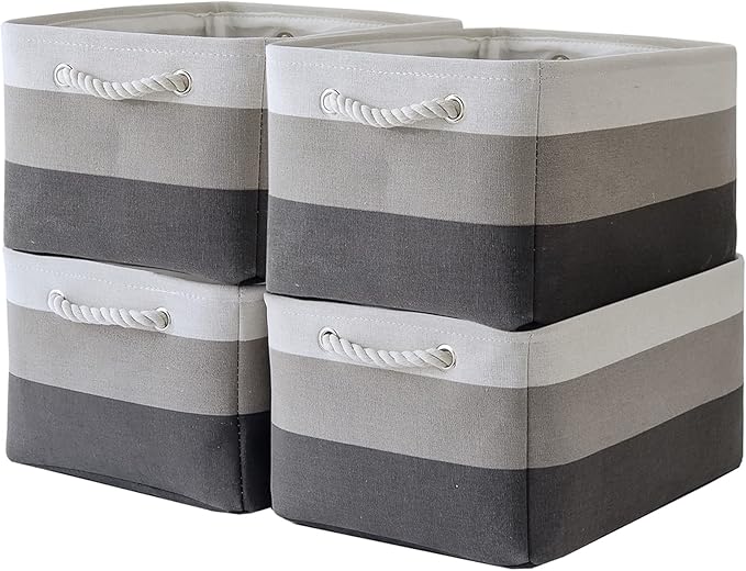Storage Basket Fabric Sturdy Canvas Storage Bins Organizer by Sacyic