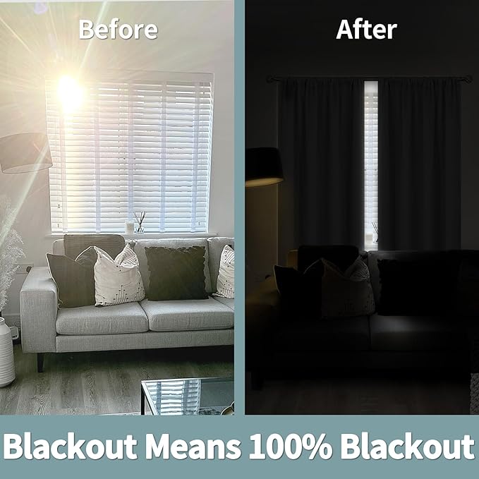 BGment 100% Blackout Curtains for Bedroom 63 Inch Length 2 Panels, Thermal Insulated Room Darkening Curtains Rod Pocket Soundproof Bedroom Living Room Window Curtains, Dove Grey, Each 42 Inch Wide