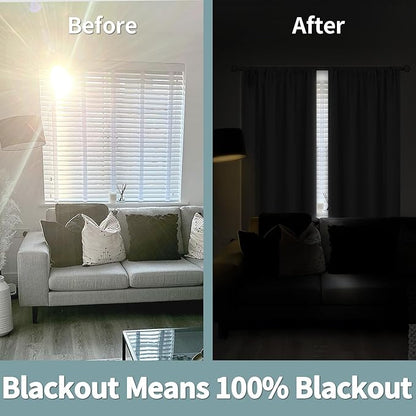 BGment 100% Blackout Curtains for Bedroom 63 Inch Length 2 Panels, Thermal Insulated Room Darkening Curtains Rod Pocket Soundproof Bedroom Living Room Window Curtains, Dove Grey, Each 42 Inch Wide