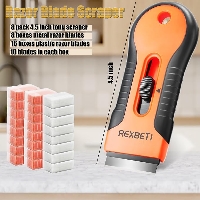 REXBETI Razor Blade Scraper Tool, 8 Pack Razor Scraper Set - Image 2