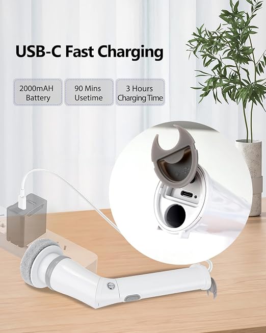 UBeesize Electric Spin Scrubber, Long Cordless Cleaning Brush, Rotatable Shower - Image 7