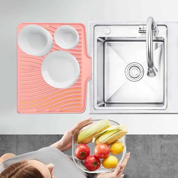 Silicone Dish Drying Mat for Kitchen Counter, Dish Drying Pad, Non-Slip Drain - Image 6