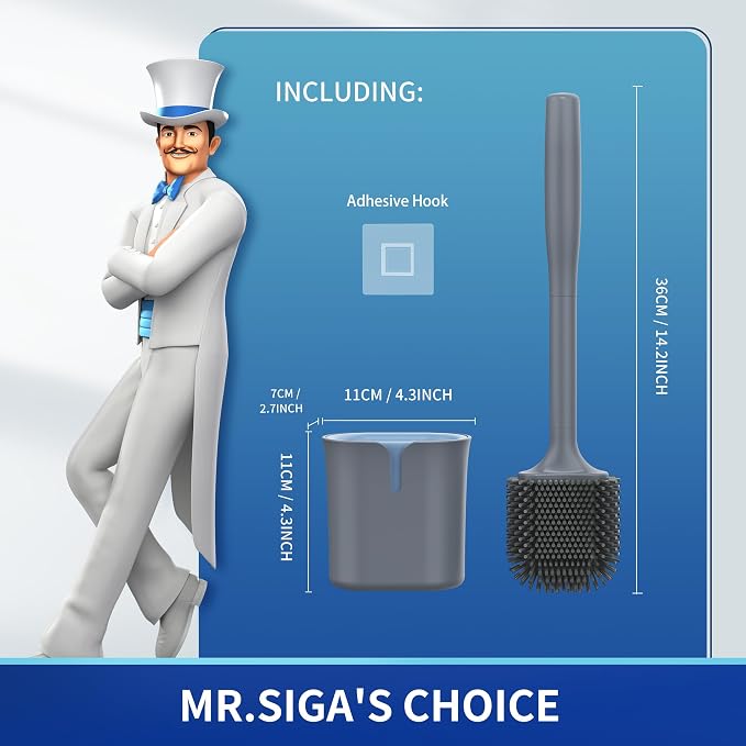 MR.SIGA Wall Mounted Toilet Brush and Holder Set - Image 2