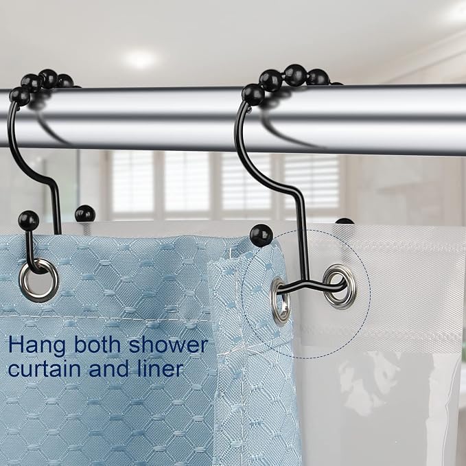 Shower Curtain Hooks, Sturdy Stainless Steel Double Sided Shower Hooks Rings - Image 4