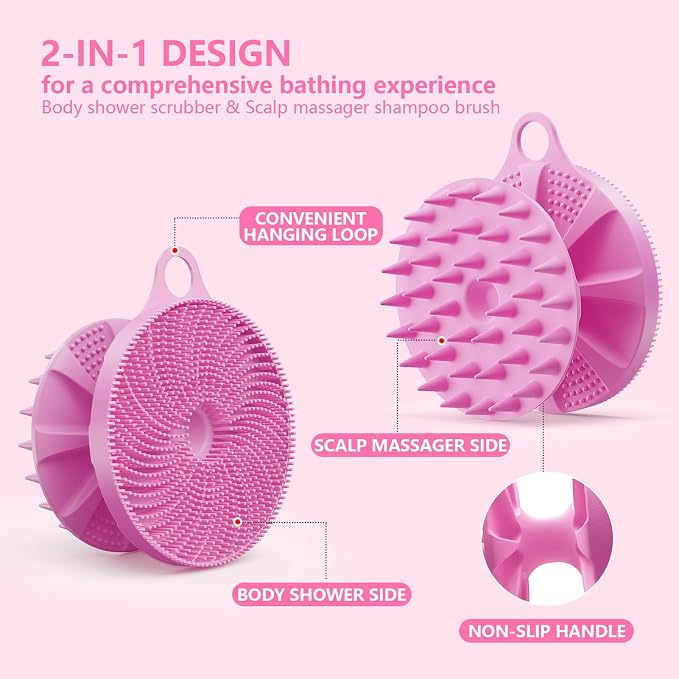 2 in 1 Silicone Brush, BEAUTAIL Body Shower Scrubber and Scalp Hair Massager - Image 2