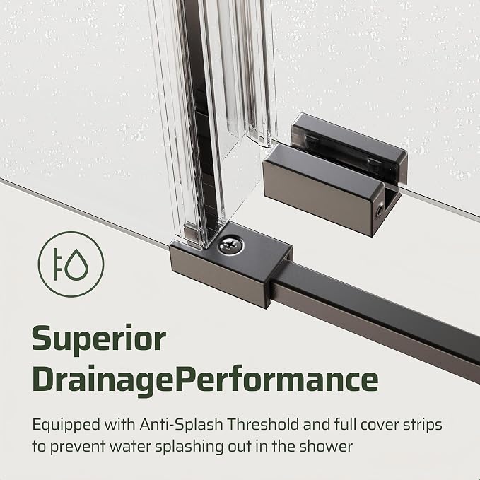 56-60" W x 60" H Bathroom Frameless Tub Sliding Shower Door, Soft-Close Bathtub - Image 7
