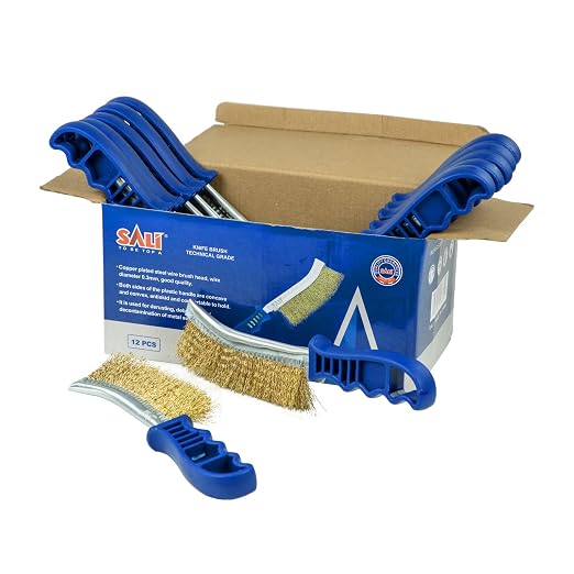 SALI Heavy Duty Wire Brushes for Cleaning Rust Removal Brass Brush Tool 11" by SALI