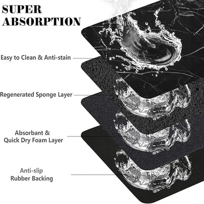 Absorbent Dog Food Mat for Floors - Quick Dry Pet Bowl Mat for Food and Water, Eco-Friendly Boho Cat Supplies
