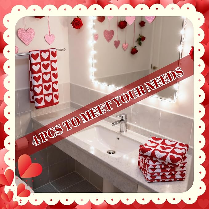 Frienda 4 Pcs Valentine's Day Hand Towels - Image 6