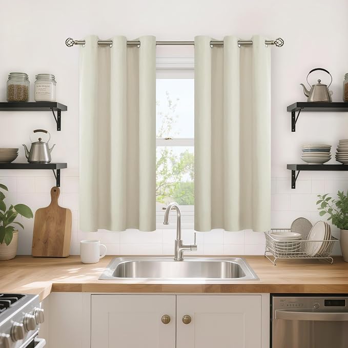 YoungsTex Linen Blackout Curtains 45 Inch Length - Image 2