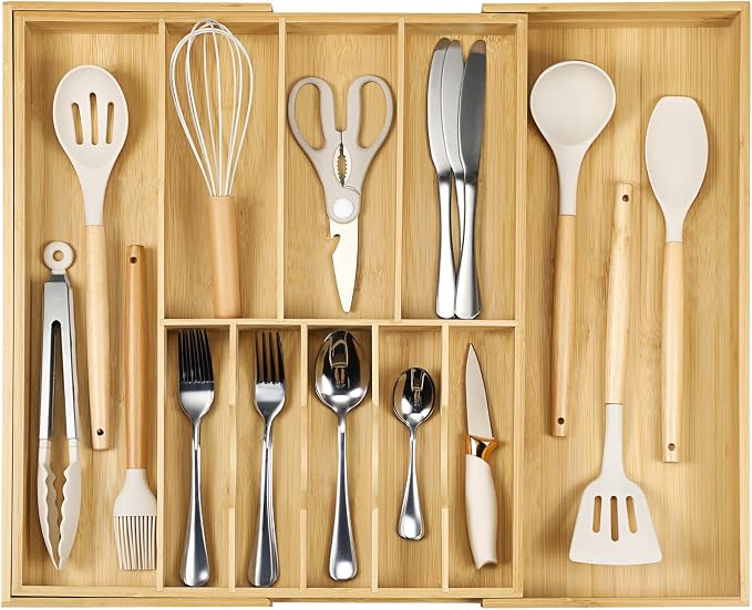 Fabsome Silverware Organizer for Cabinet Drawer, Expandable from 16.7'' to 30'' by Fabsome