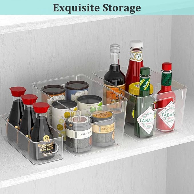 Fridge Clear Plastic Storage Bins, 4 Pack Pantry Organizers & Storage Containers - Image 6