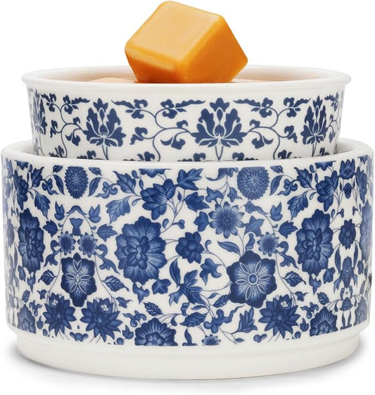 Blue & White Porcelain Pattern Wax Melt Warmer, Ceramic 3-in-1 Electric Candle by WAXWARMER