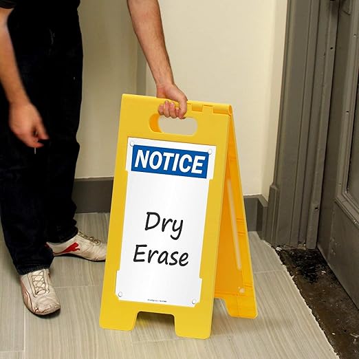 SmartSign 25 x 12 inch “Notice” Write-On Two-Sided Folding Floor Sign, Dry Erase - Image 6