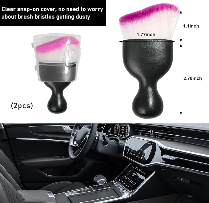 Ziciner 2 PCS Car Detailing Brush, Curved Soft Bristles Auto Removal Dust - Image 2