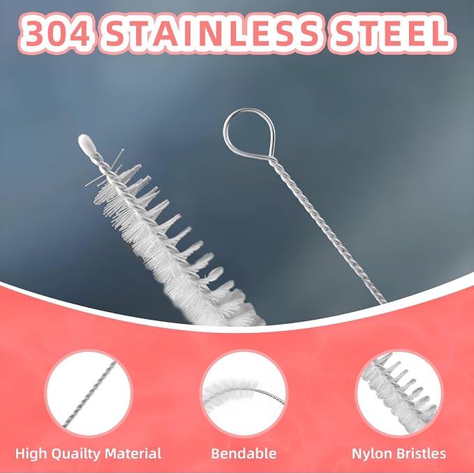 Cleaning Brushes for Reusable Drinking Straws, Long Wire Handle, Bottle and - Image 4