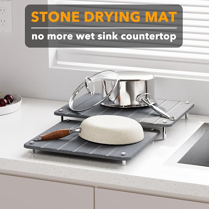 SpaceAid 2 Pack Stone Dish Drying Mats - Image 2