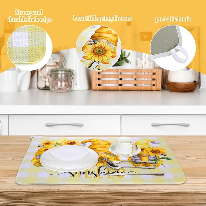 2 Pcs Sunflower Dish Drying Mat - Image 4