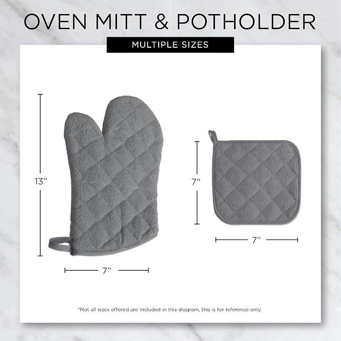 DII Basic Terry Collection 100% Cotton Quilted, Oven Mitt, French Blue - Image 8