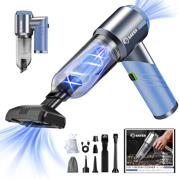 Saker Portable Car Vacuum Cleaner Cordless High Power 17000PA 3 in 1 Foldable by Saker