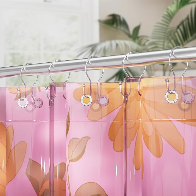 AmazerBath Chrome Shower Curtain Hooks Shower Curtain Rings, Simple Double - Image 2