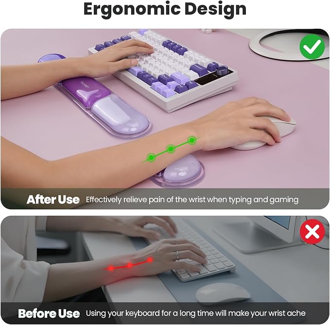 TECKNET Clear Gel Wrist Rest for Computer Keyboard, Ergonomic Gel Keyboard - Image 3