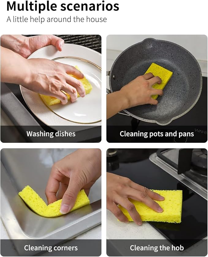 Cellulose Sponges, Heavy Duty Scrub Kitchen Sponge, Clean Tough Messes Without - Image 7