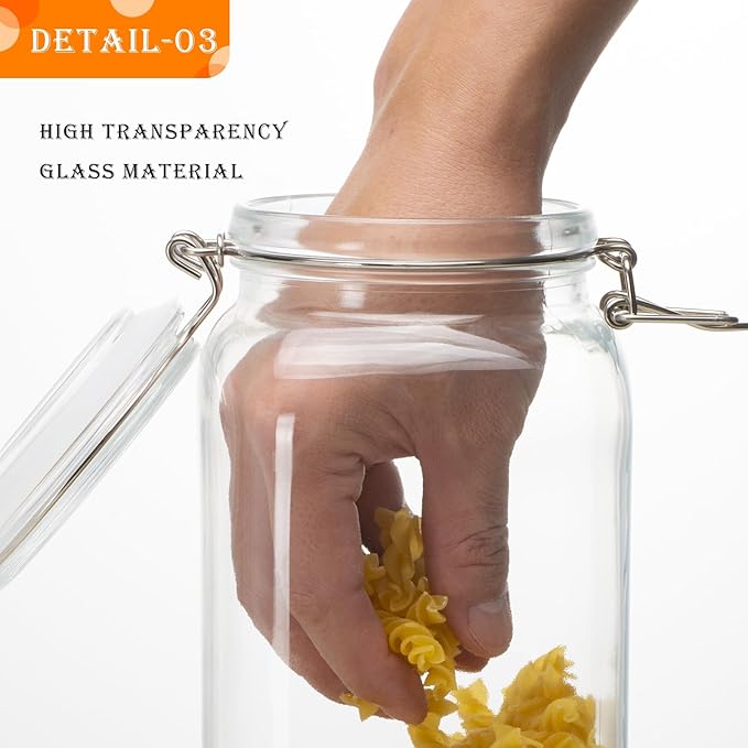 34oz Square Glass Food Storage Jars - Image 6