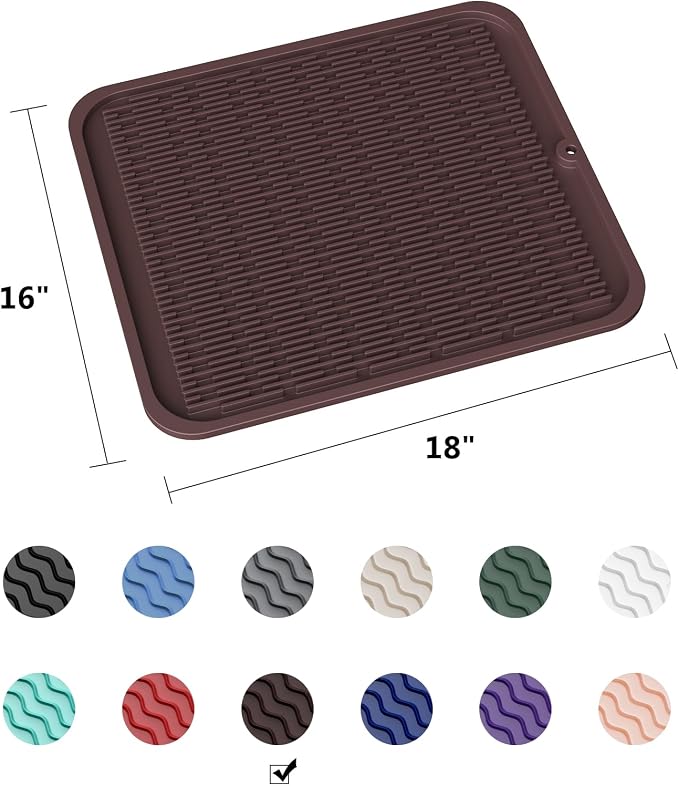 ZLR Silicone Dish Drying Mat for Kitchen Counter, Eco-Friendly Fast Dry Dish Mat - Image 5