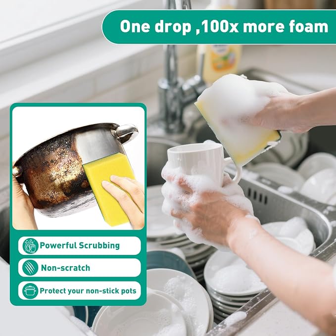 24-Pack Heavy Duty Scrub Sponges, Non-Scratch Kitchen Sponge - Image 3