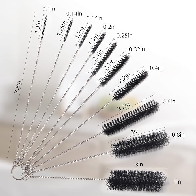 Annhua 10 Pcs Tube Cleaning Brushes Kit Straw Cleaning Kit Metal Pipe Brush - Image 2