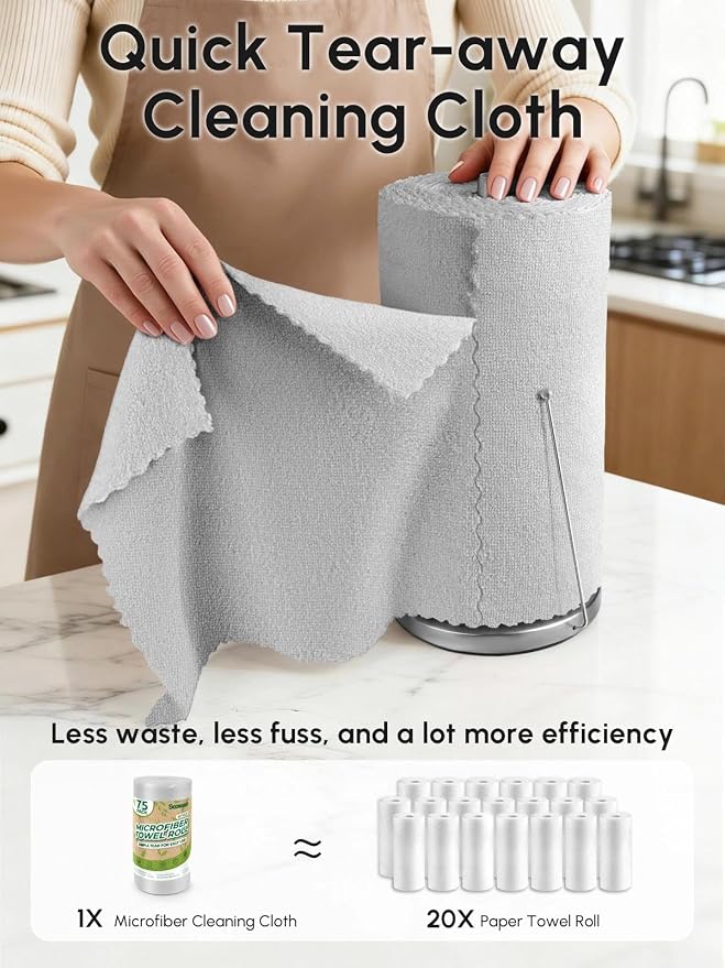 Microfiber Cleaning Cloths Roll, 75 Pack Tear Away Microfiber Towels Roll - Image 2
