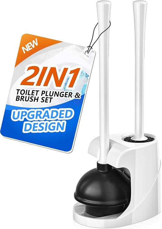 Toilet Plunger and Brush with Holder, Bowl Brush and Heavy Duty Toilet Plunger by TRENTI