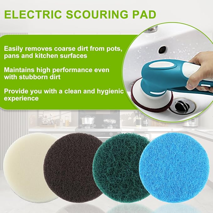 16pcs Electric Cleaning Brush Pad Set 4 Foam Pads 4 Kitchen Mats 4 Performance - Image 4