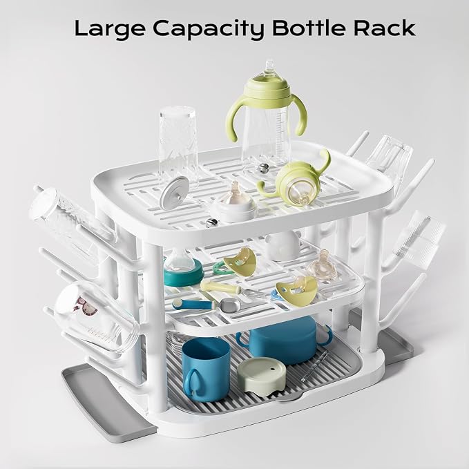 Baby Bottle Drying Rack, 3-Tier Large Capacity Countertop Organizer - Image 6
