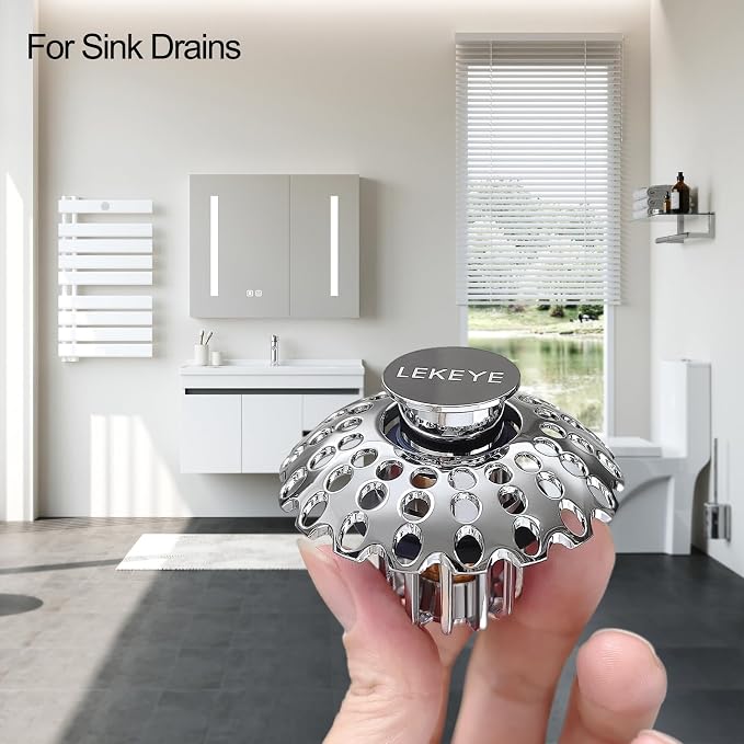 LEKEYE Bathroom Sink Stopper | Shower Drain Hair Catcher | Pop Up Sink Drain - Image 5
