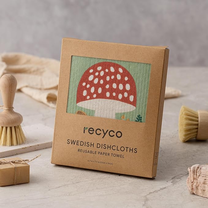 RECYCO Swedish Dishcloths for Kitchen | 6 Packs Forest Mushroom Washable Dish - Image 9