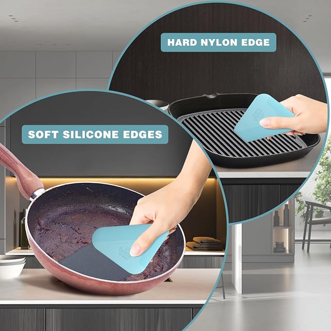 Food Scraper, 2-in-1 Pot and Pan Dish Scraper, Nylon and Silicone, Kitchen - Image 5