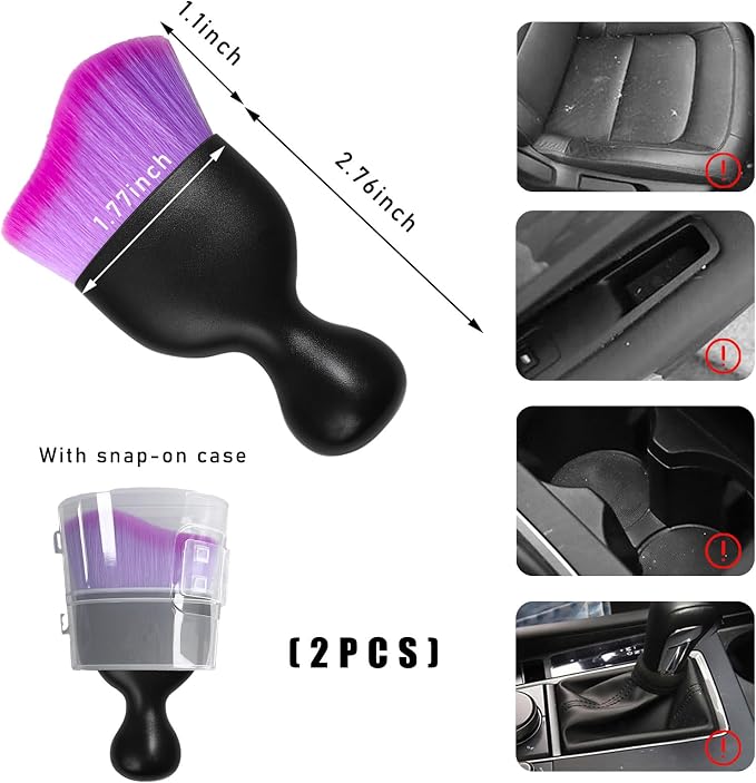 2PCS Car Interior Dust Brush, Soft Scratch Free Auto Detailing Brushes - Image 2
