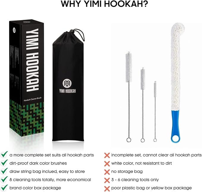 Yimi Hookah® Cleaning Kit | Flexible Drain Brush | V Shape Angled Brush | Test - Image 2