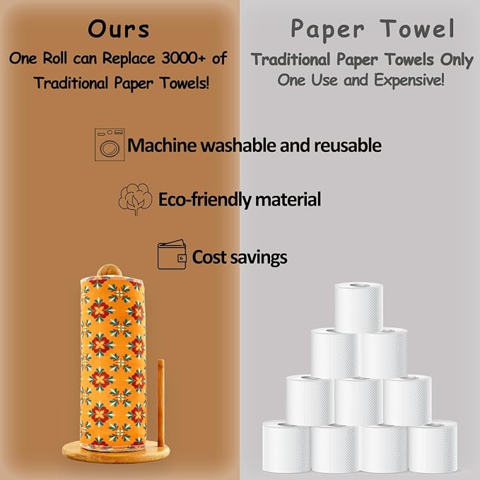 25 Pack Reusable Paper Towels, Paperless Towels Roll Washable Cotton Cloth - Image 3