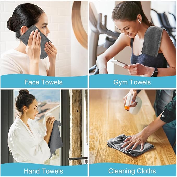 Orighty Washcloths, 20 Pack Microfiber Face Towels, Highly Absorbent and Soft - Image 7