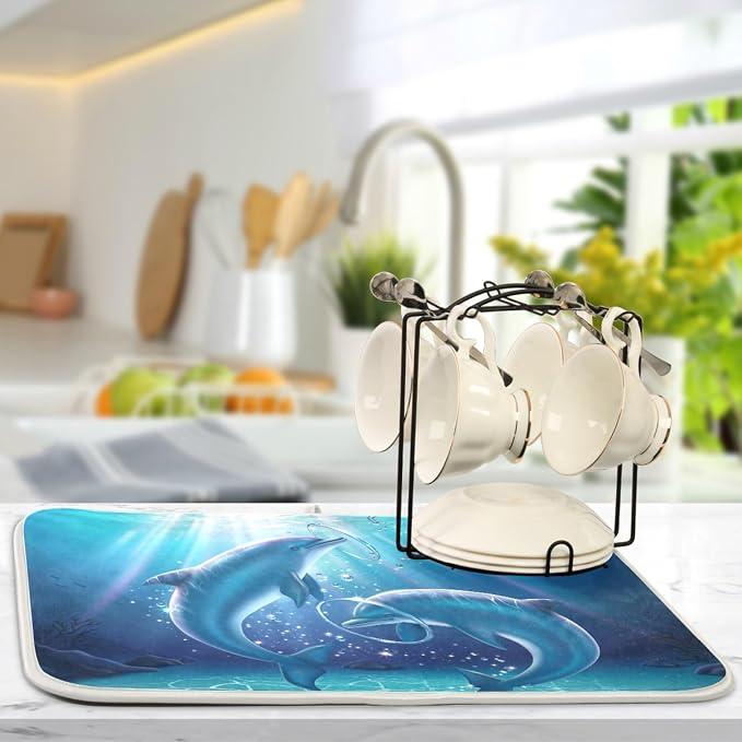 Tarity Lovely Dolphins Dish Drying Mat - Image 5