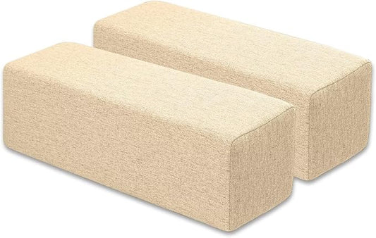 Couch Arm Rest Pillow, Linen Armrest Cushion, High Density Foam Armrest Cushion, Removable & Washable Rectangular Headboard Elbow Support for Armchair Sofa Bed,Beige-2pcs,5.9x5.9x19.7