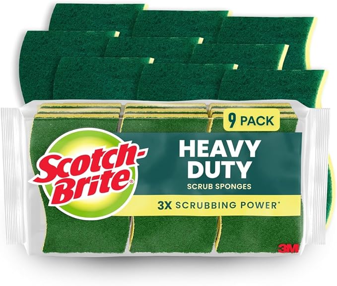 Scotch-Brite Heavy Duty Scrub Sponge, 9 Kitchen Sponges Designed by Scotch-Brite
