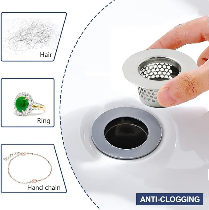 Bathtub Drain Strainer, Bathtub Cover Drain Hair Catcher Fits Standard - Image 3