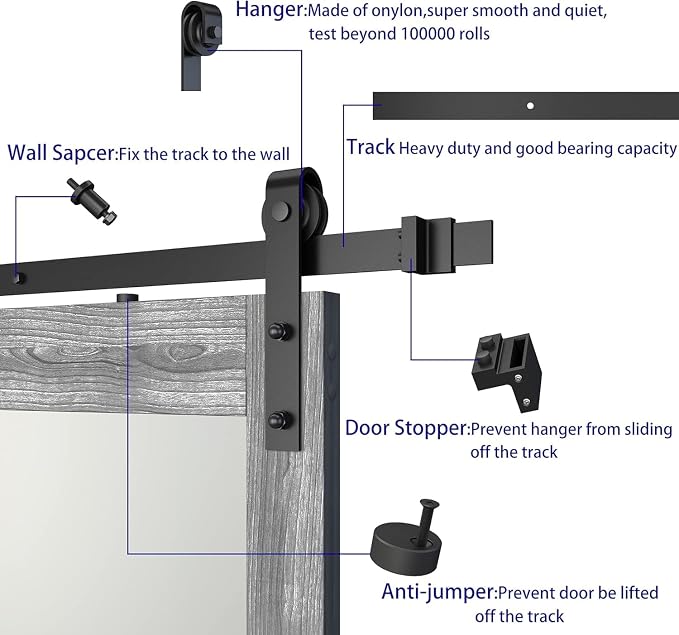 BARNSMITH 42in x 96in Glass Barn Door and 7FT Sliding Door Hardware Included - Image 7